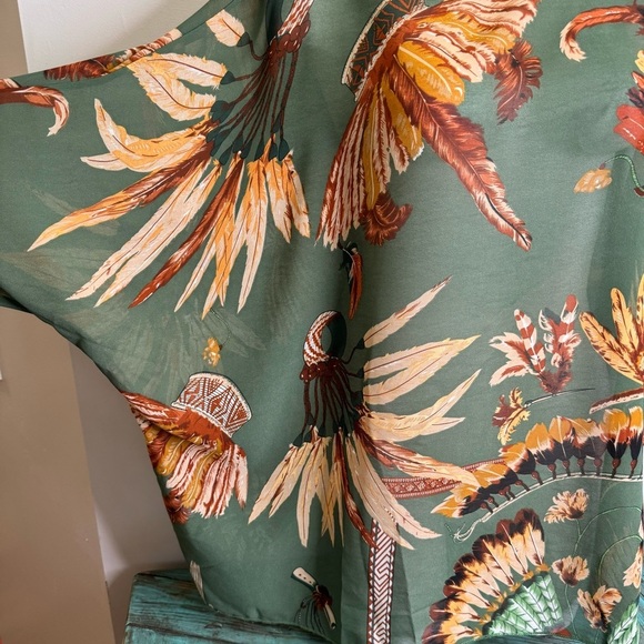 Poncho Kimono One Size Casual Short Sleeve Blouse Loose Round Collar - Picture 10 of 11